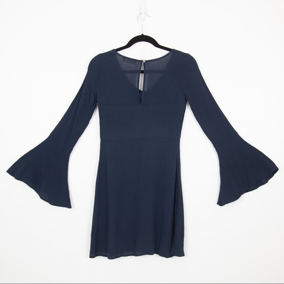 Hollister Navy Blue Long Bell Sleeved Mini Dress - Picture 3 of 6